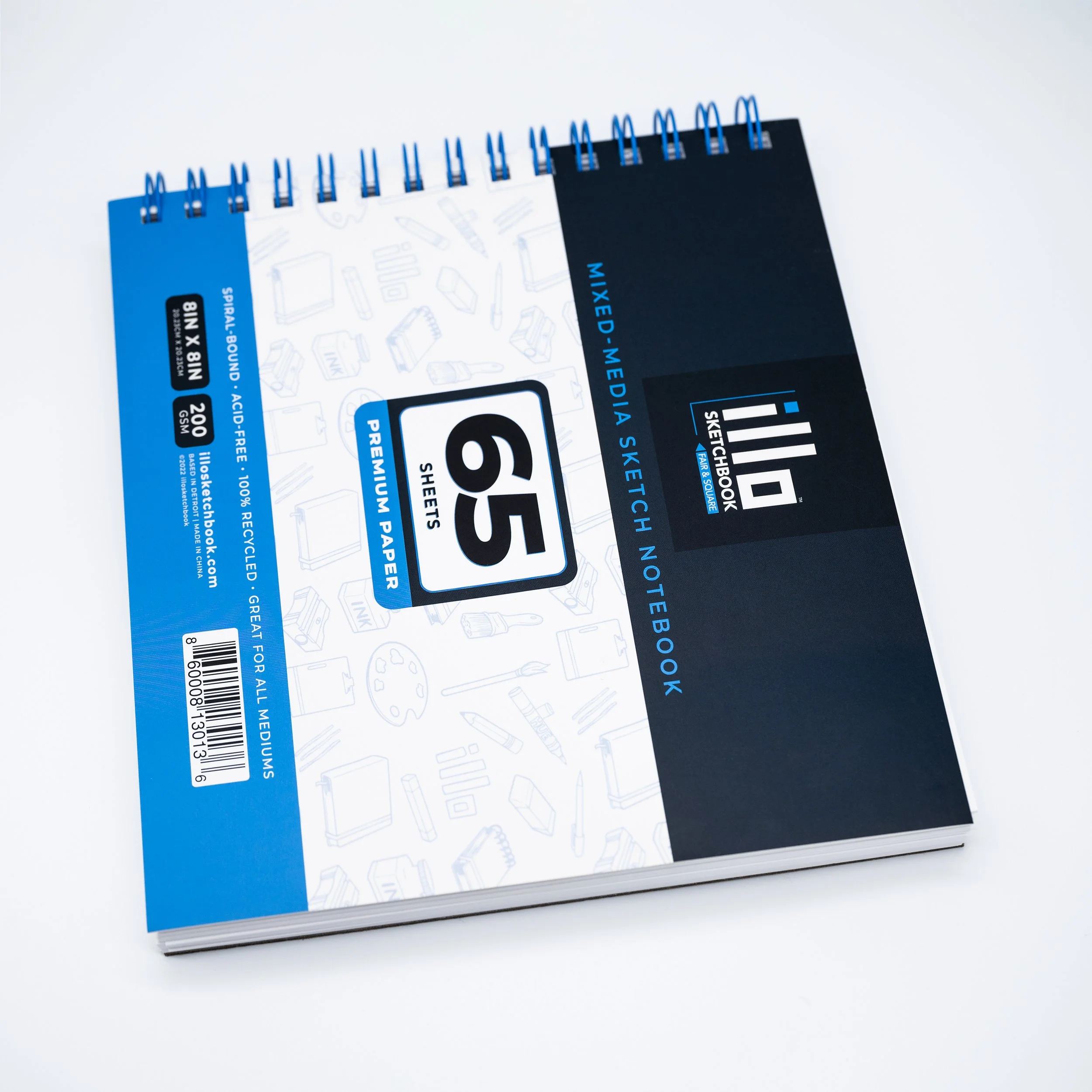 illo sketchbook Mixed-Media Spiral Notebook 8x8 - illo